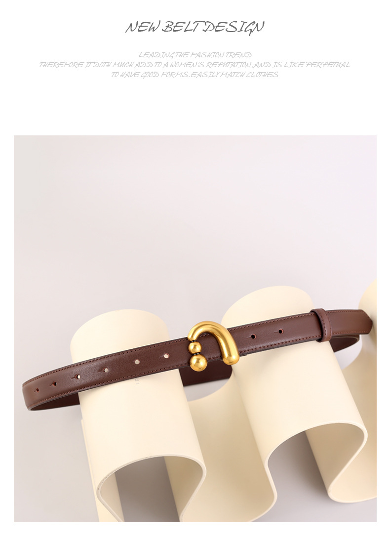 Hot Selling Ancient Silver Gold Buckle Cowhide Women's Belt New Fashionable Leather Belt Decoration with Skirt Pants Belt Trendy Women's Stock_voghion.com