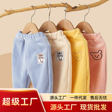 儿童加绒裤子男童女童加厚运动裤一体绒长裤摇粒绒保暖裤宝宝秋冬