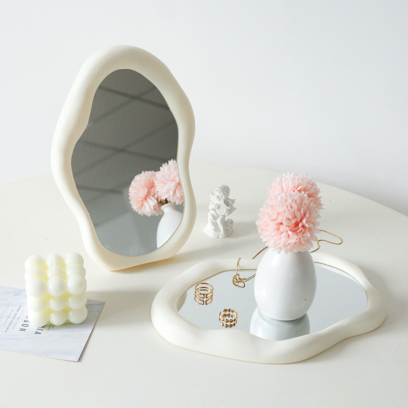 Ins Cream-Colored Irregular-Shaped Mirror Cloud-Shaped Ornaments Photo Props Photography Decoration Desktop Ornaments