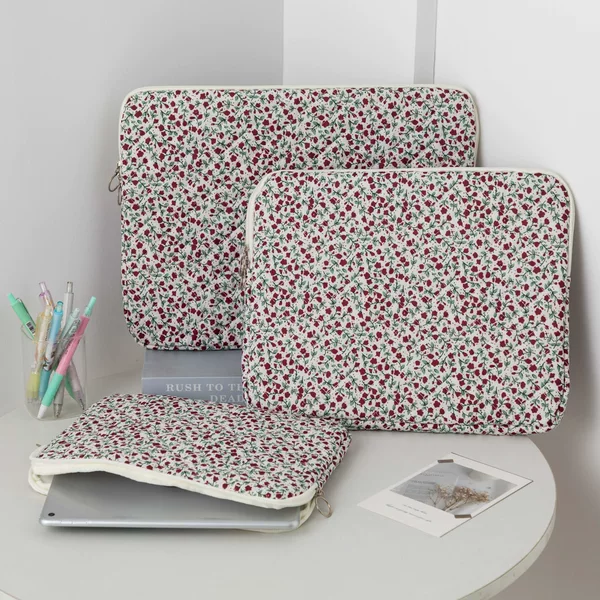 Korean Style New Floral Laptop Bag, Fashionable iPad Sleeve Bag, Travel Portable Notebook Tablet Storage Bag, in Stock