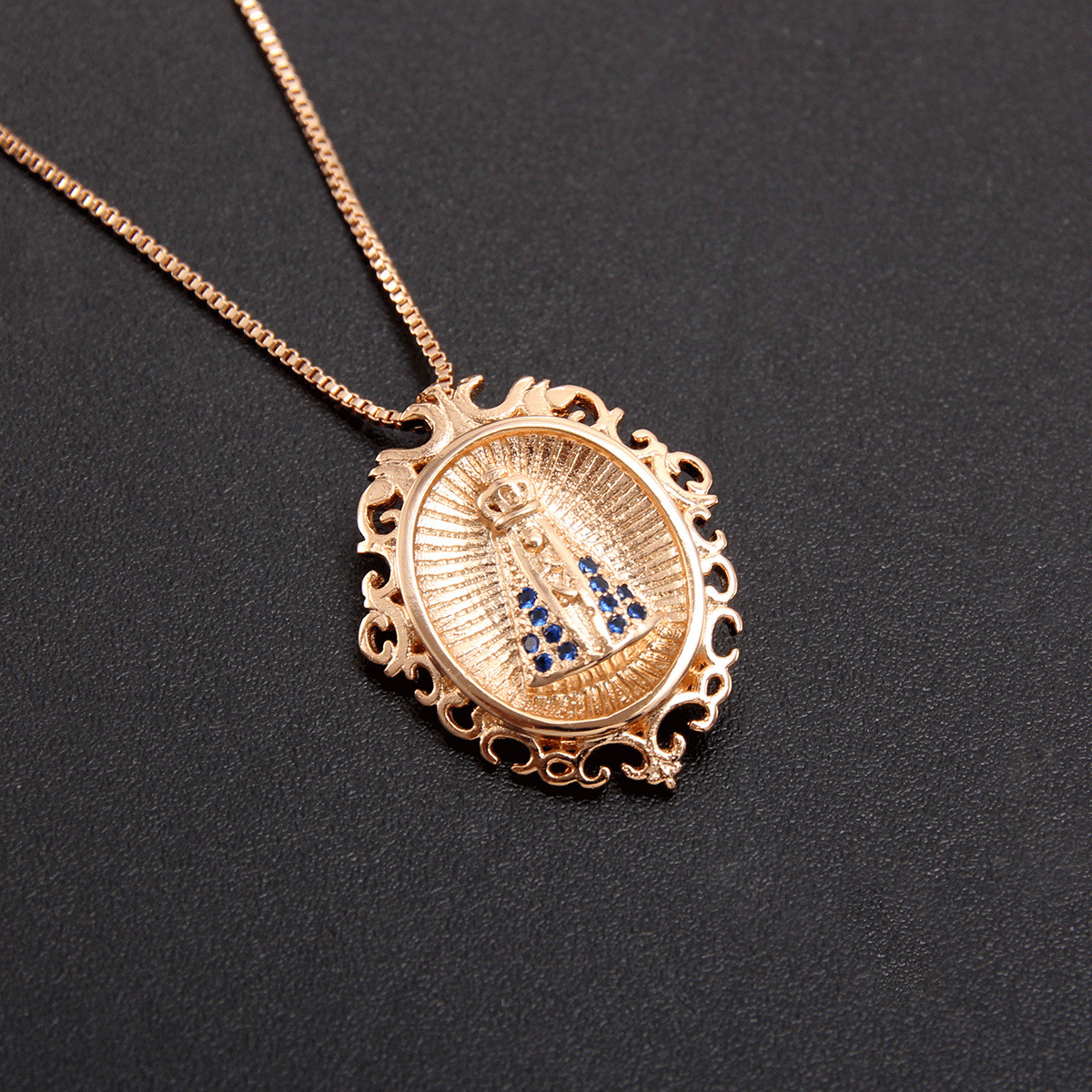 Collar religioso transfronterizo europeo y americano Chapado en cobre oro real hombres y mujeres personaje retro Virgen micro incrustaciones COLLAR COLGANTE de circón