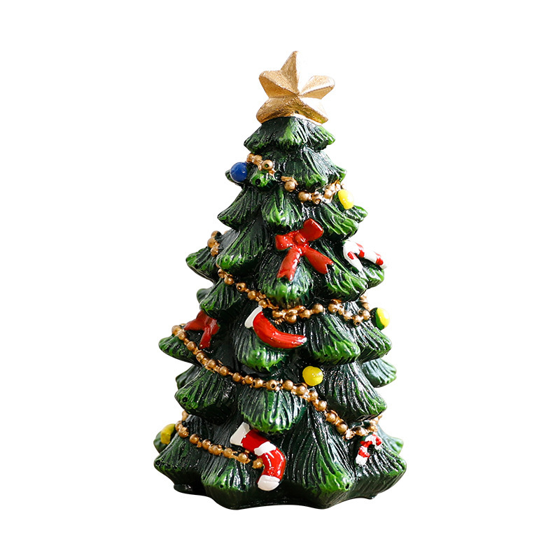 Resin Christmas Tree Decor Set – 13.5 Inch Large & Small Desktop Holiday Ornaments For Home & Party_voghion.com