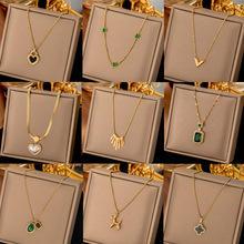 Fashion Trendy Stainless Steel Gold Pendant Necklaces
