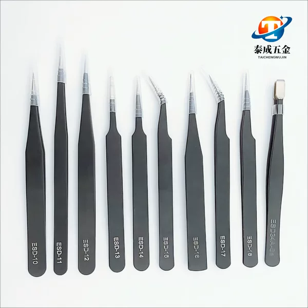 Stainless steel tweezers canvas bag 10 piece set anti-magnetic edging Tweezers Stainless Steel 9 pieces trimming ESD sharp straight elbow