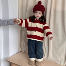 儿童针织毛衣连帽外套2025秋冬宝宝冬装女童加厚套装厂家批发定制