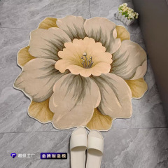 クロスボーダー家庭用リビングカーペット創意花寝室ベッドサイドカーペット北欧異形模造カシミヤ汚れ防止マット