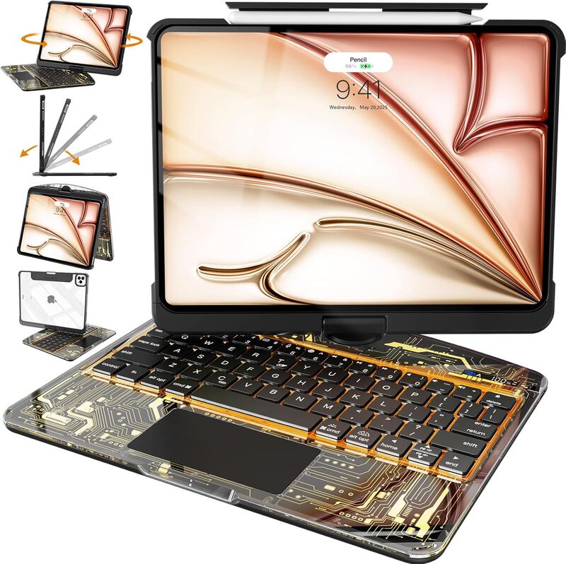 360 Rotating Keyboard Case Suitable for iPad Air 11inch Tablet Case 11Th Generation Wireless Keyboard Case with Pen Slot 360 Rotating Keyboard Case Suitable for iPad Air 11inch Tablet Case 11Th Generation Wireless Keyboard Case with Pen Slot