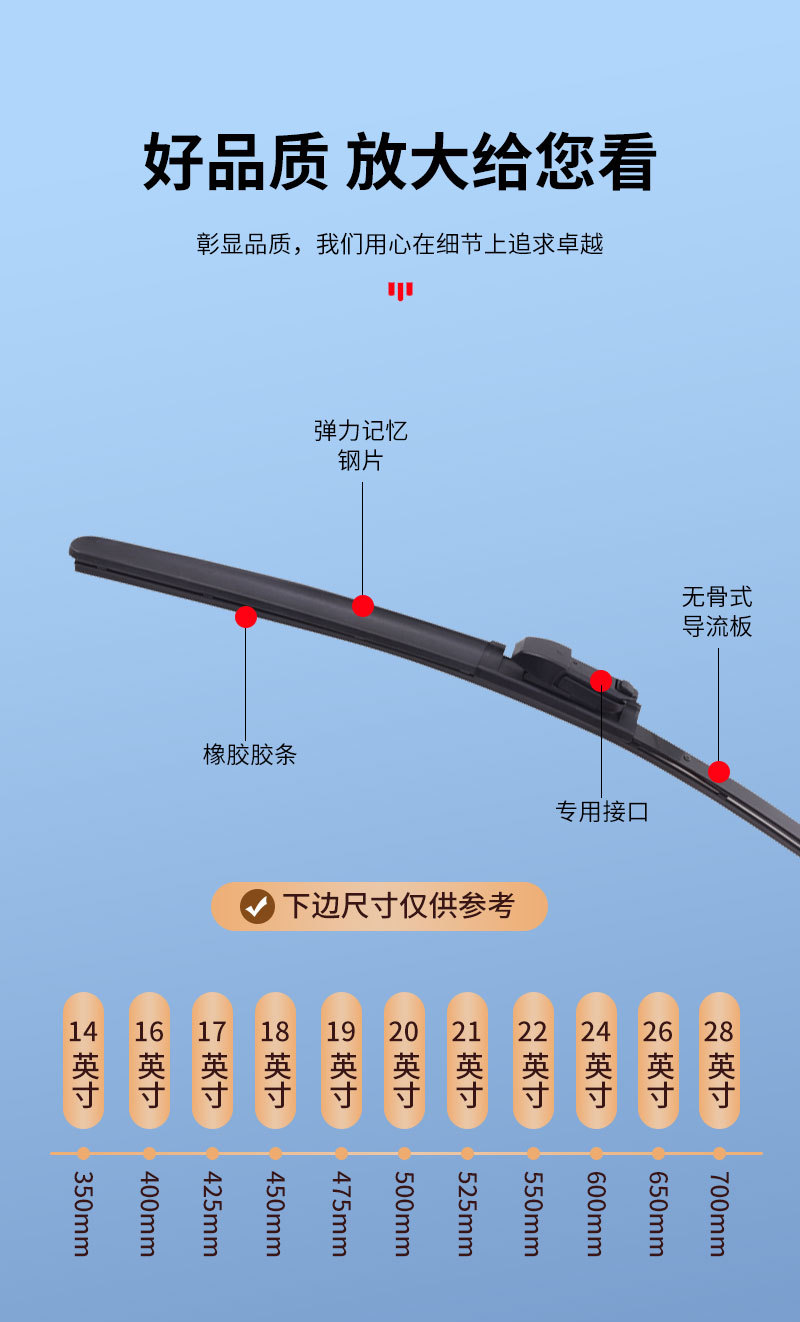 Suitable for Sedan and Suv Wipers, Original Clip-On Type, Universal for All Cars, Original Factory Car-Specific Wipers, Wiper Arm