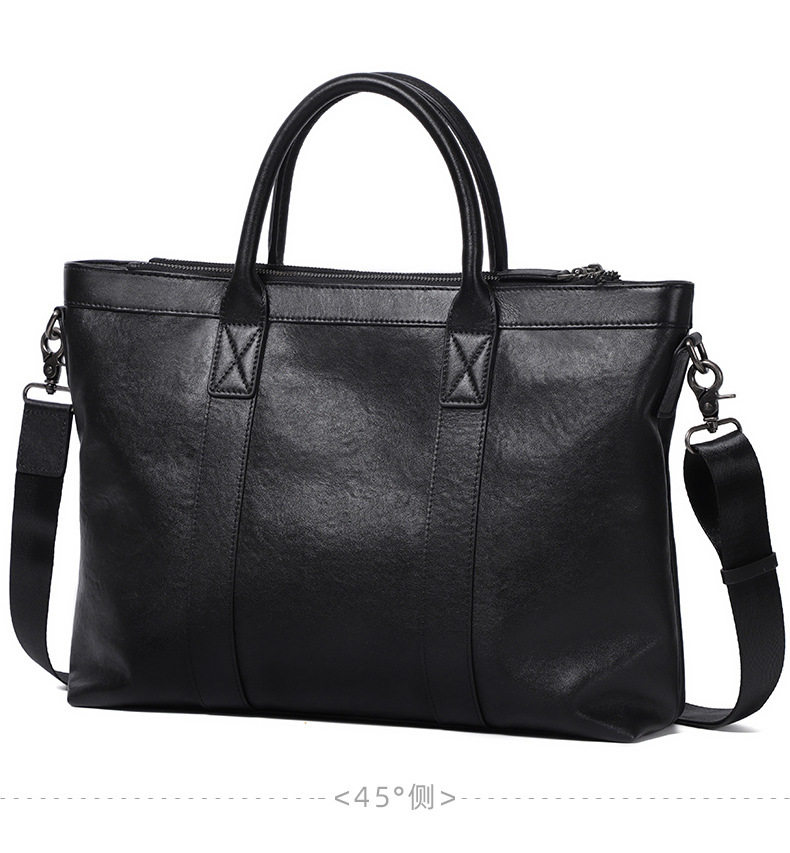 Cặp da nam công sở da bò lớp đầu nhiều ngăn 38×8×28 cm, đeo vai/chéo — Màu đen chi tiết 14