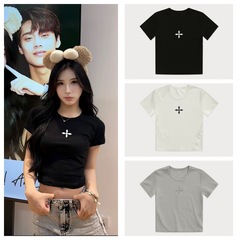 SMFK クロスクラシックスポーツタイトTシャツ ストレッチプリント半袖 25春新作Tシャツ