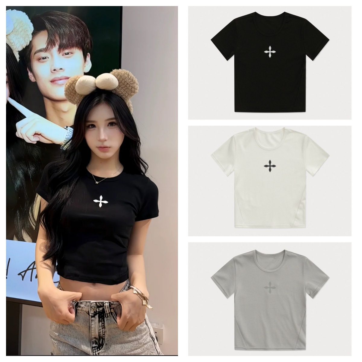 Smfk Cross Classic Sports Tight Tee Elastic Printed Short-Sleeved 25Th Spring New T-Shirt