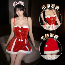 情趣内衣圣诞战袍火辣性感红色丝绒睡裙新年舞会角色扮演纯欲制服