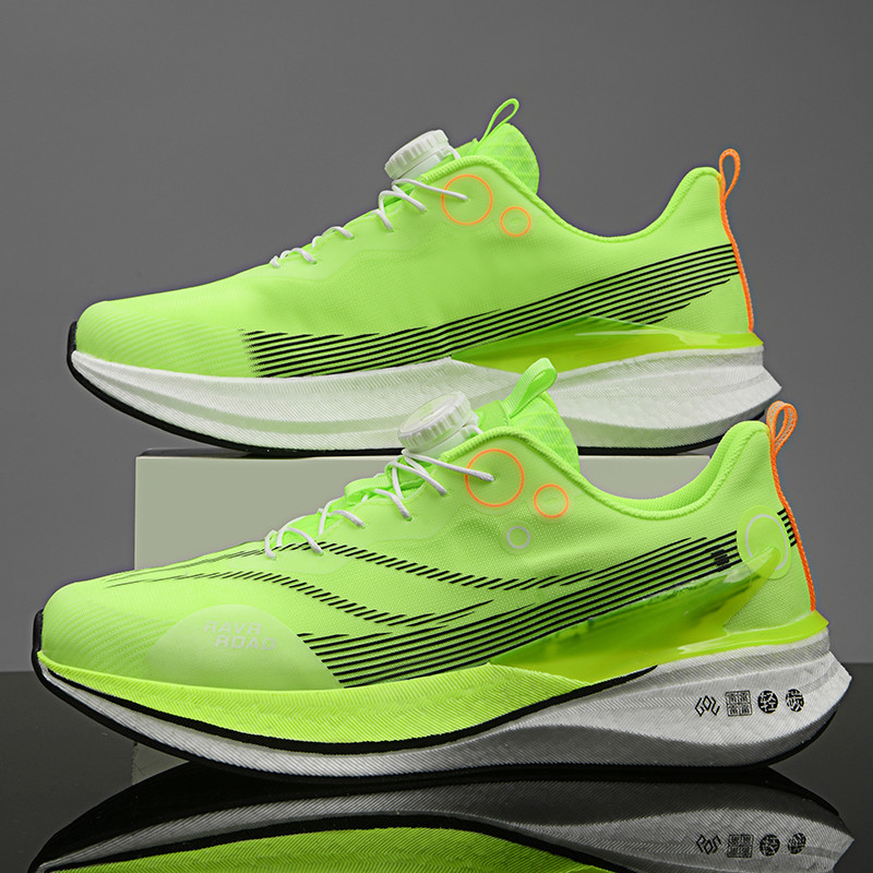 Zapatos para correr con tabla de carbono para estudiantes de primaria y secundaria, zapatos deportivos con hebilla giratoria de suela realmente explosiva, clases de educación física, zapatos ligeros para niños, primavera y verano