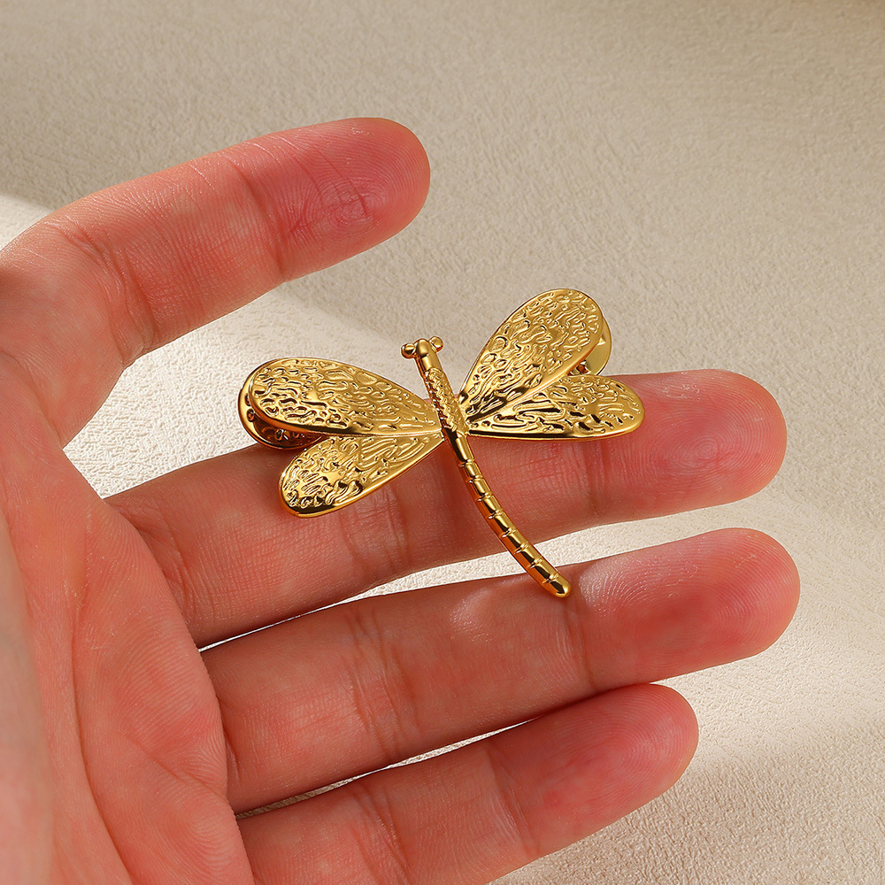 8g Weight Brooches Classification Daily Occasion 304 Stainless Steel Material Dragonfly Pattern All Seasons Season Women's Gender Plating Design Retro, Classic Style Style Retro Classic Style Pin Dragonfly 304 Stainless Steel Plating Women's Brooches 无