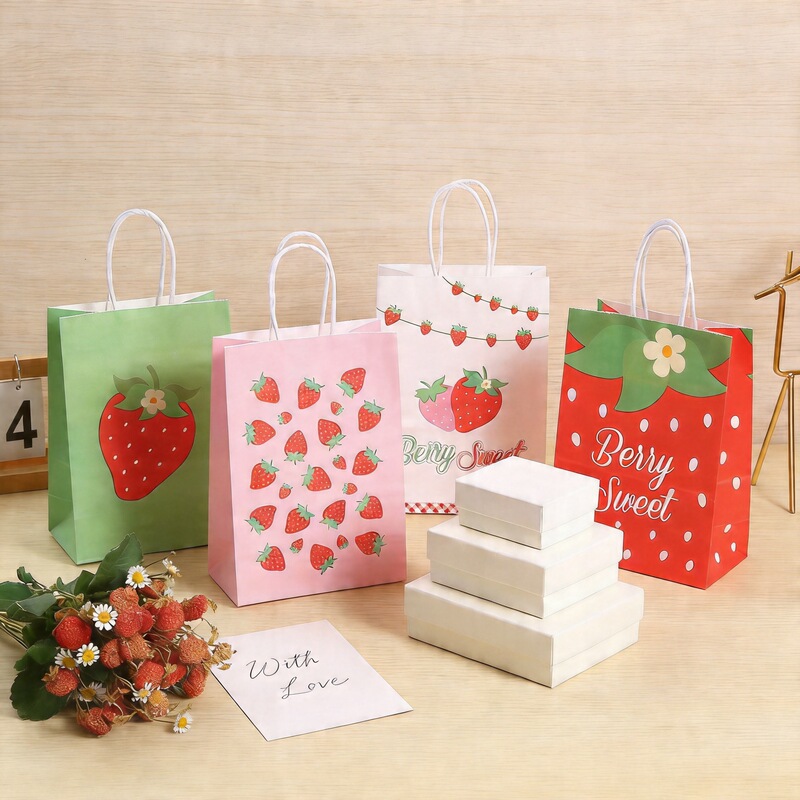 Cartoon Fruit Handbag Kraft Paper Bag Shopping Mall Shopping Bag Candy Gift Bag Wholesale
