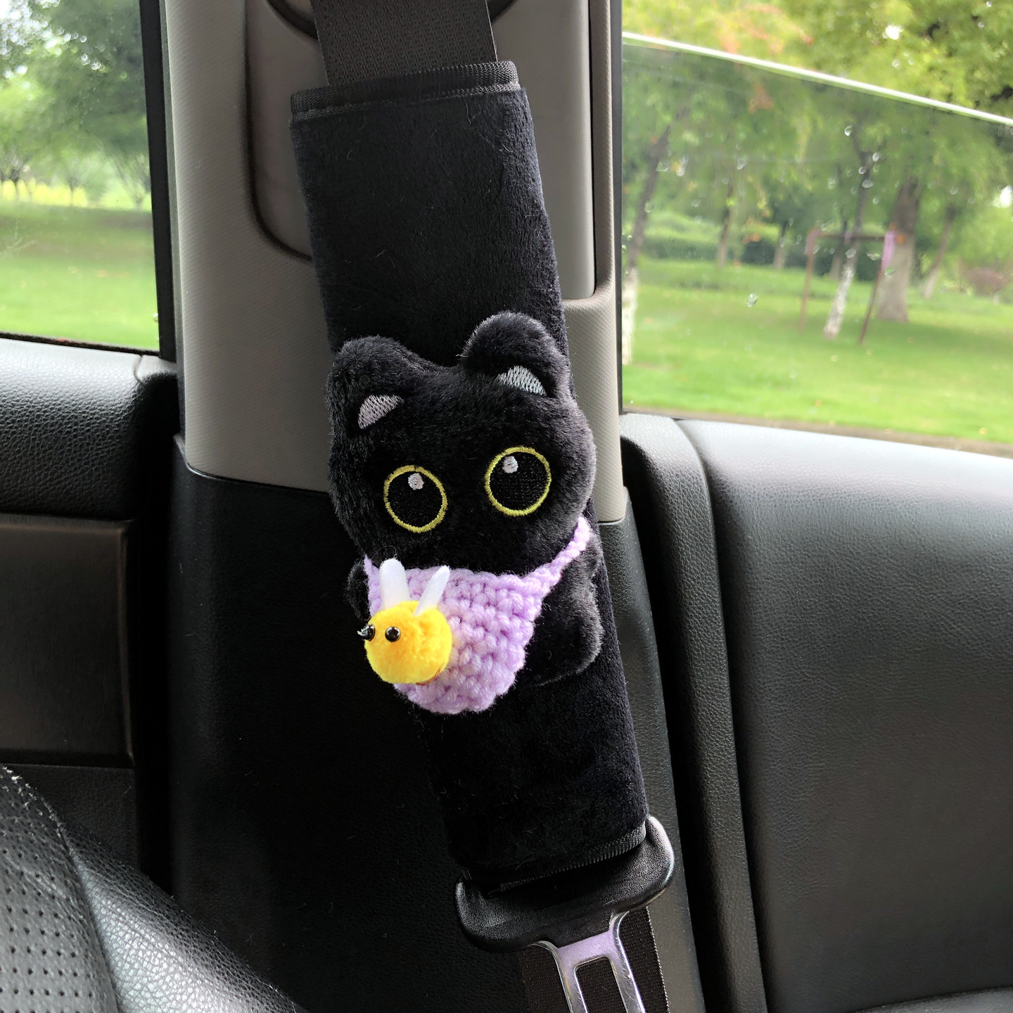 Little Black Cat Safety Belt Shoulder Cover Car Safety Belt Handle Cover Car Ornaments Decorative Supplies Anti-Stranglehold