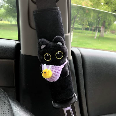Handle Cover Car Ornaments Decorative – Sürətlər qutusu və əl tormozu başlıqları - little-black-cat-crossbody-purple-single