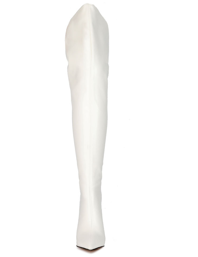 ShoeGlobe Cross-Border Fashion Pointed Toe Back Zipper Stiletto Slim Leg Export Women's European And American Over-the-Knee Shiny_voghion.com