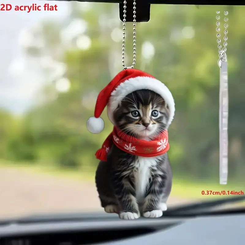 Nuevos productos transfronterizos de dibujos animados adorables colgantes de gatos colgantes de decoración de árbol de Navidad acrílico colgantes de decoración de Navidad image 3