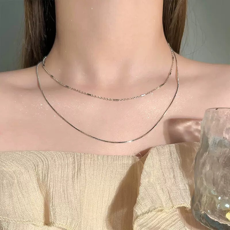 S925 シルバー韓国語バージョンシンプルなコールドスタイルネックレス女性のニッチ絶妙なペンダントビーズデイリーファッション多用途鎖骨チェーン|undefined
