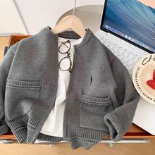 男童毛衣开衫2025春秋新款儿童洋气针织衫外套男孩休闲拉链上衣潮