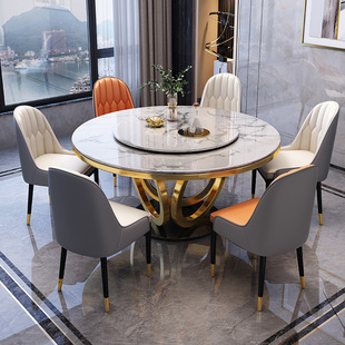 Marble Dining Table Home High-end Round Table High-end Light Luxury Modern Simple Small Apartment Dining Table with Turntable