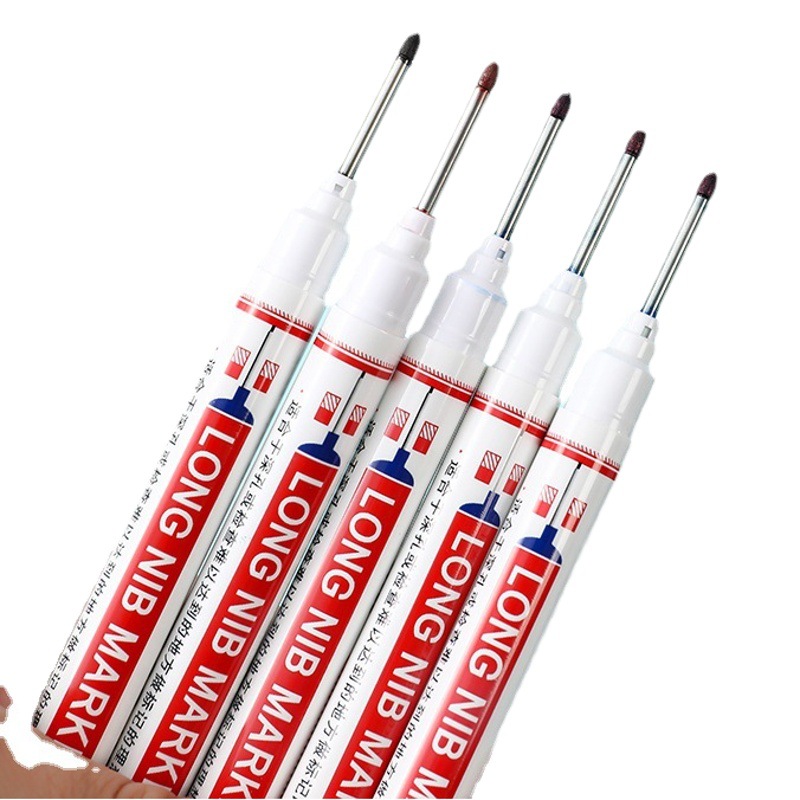Pluma de marcado de cabeza larga pluma de madera con pluma de marcado de azulejos de boca profunda pluma de marcado aceitoso especial alargada pluma de instalación de baño