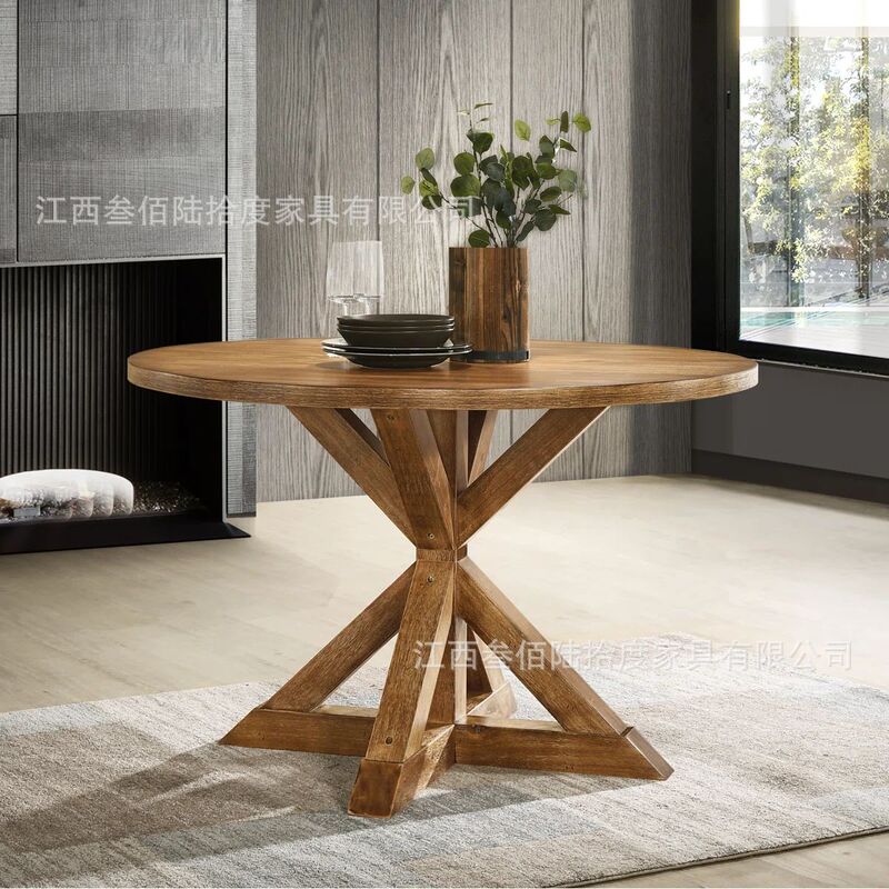 Amazon Wayfair Solid Wood Base Round Dining Table for Dining Room and Living Room, Solid Wood Dining Table for Home Use, Small Apartment Round Table