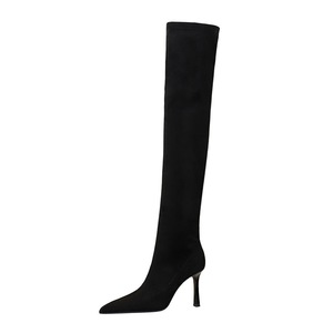 365-6 European and American style winter fashion simple long boots with super high heels, suede, pointed toe, slim fit, 