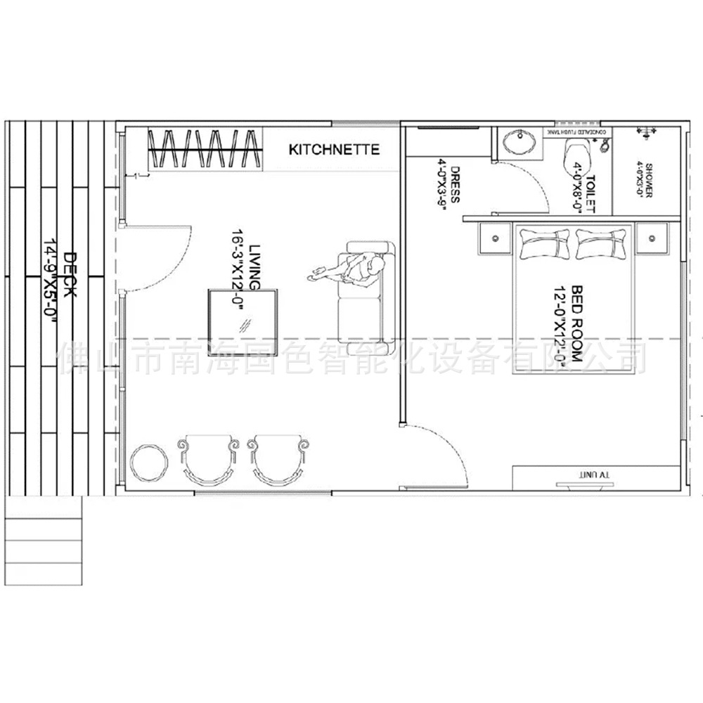 Casa modular con decoración de acero ligero Villa integrada Contenedor de tablero móvil Contenedor de caja residencial Contenedor de techo plano