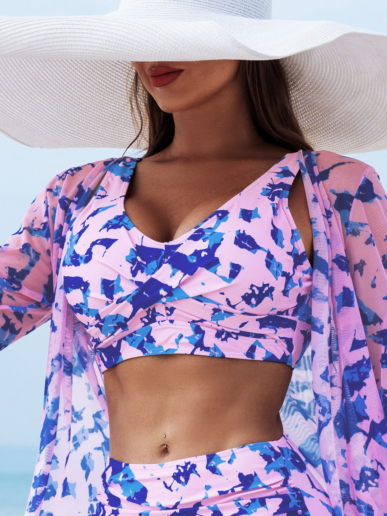 Femmes Élégant Femme Impression Ensemble De 3 Pièces Bikinis Vête De Maillot De Bain display picture 7