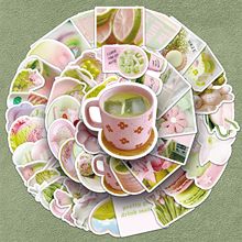 51张粉绿INS风贴纸可爱小清新精美森系水杯手账DIY行李箱电脑贴纸