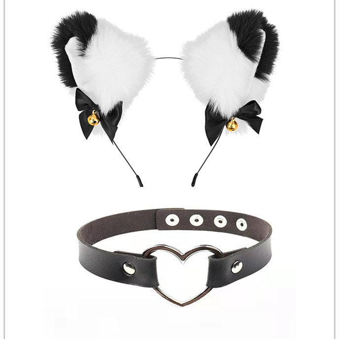 Set cerchietto orecchie di gatto e girocollo per ragazza_voghion.com