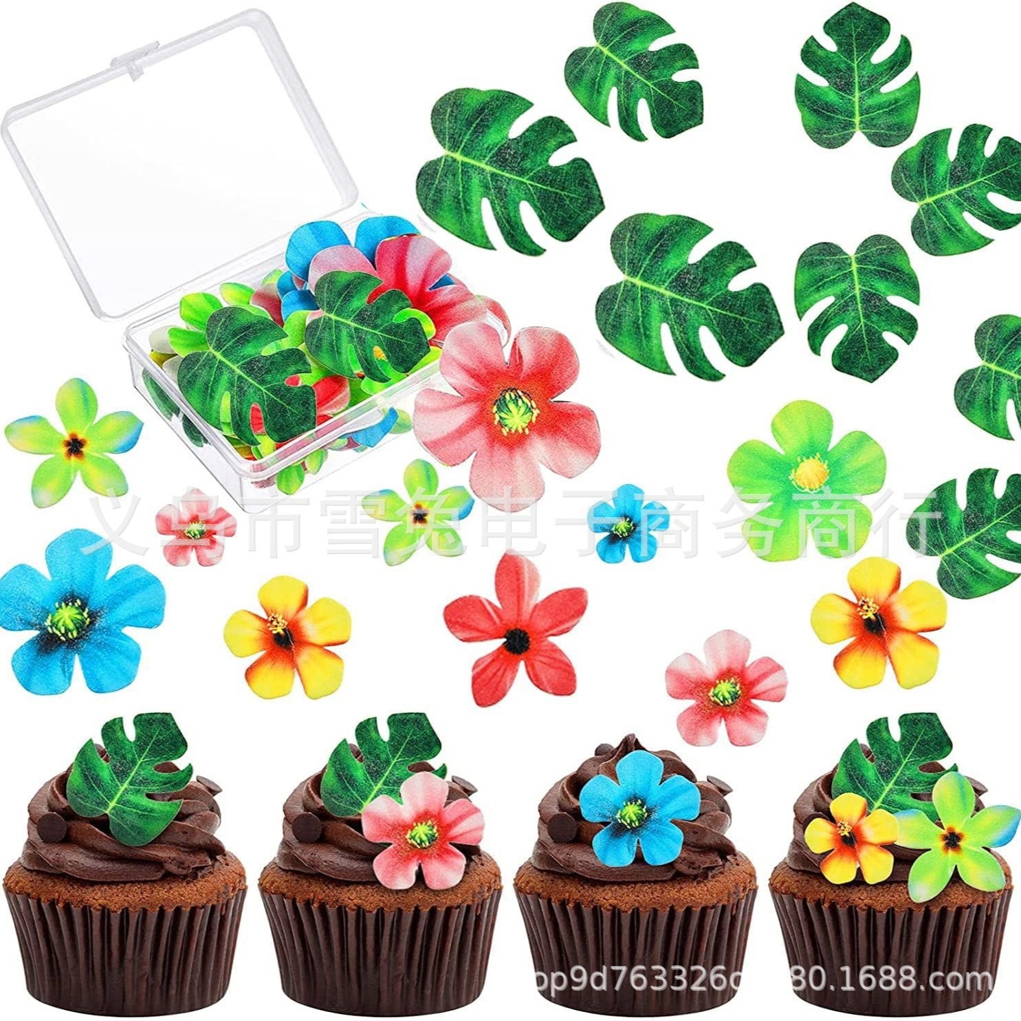 Cross-border exclusive turtle leaf glutinous rice paper leaf flower wafer paper edible cake decoration cold plate decorative stickers