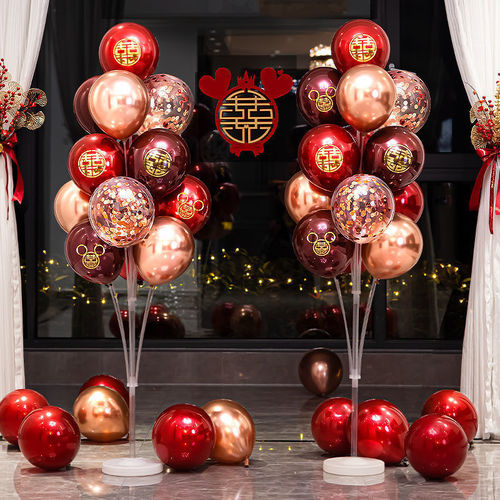 Wedding room floor floating red balloon package engagement decoration road guide romantic wedding new house table floating bracket layout set