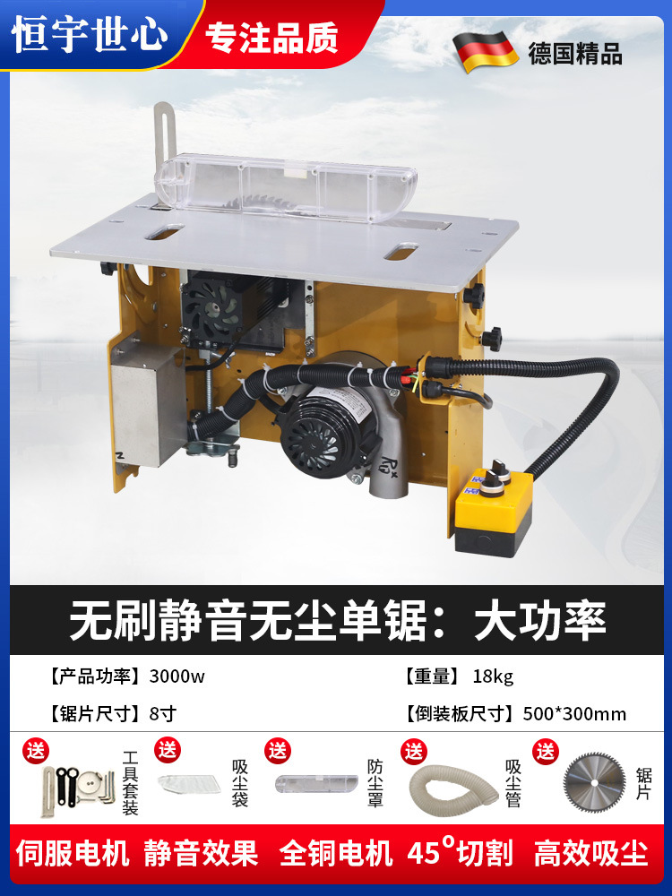 브러시리스, 조용하고 먼지가 없는 단일 톱: 고출력 + 고급 톱날