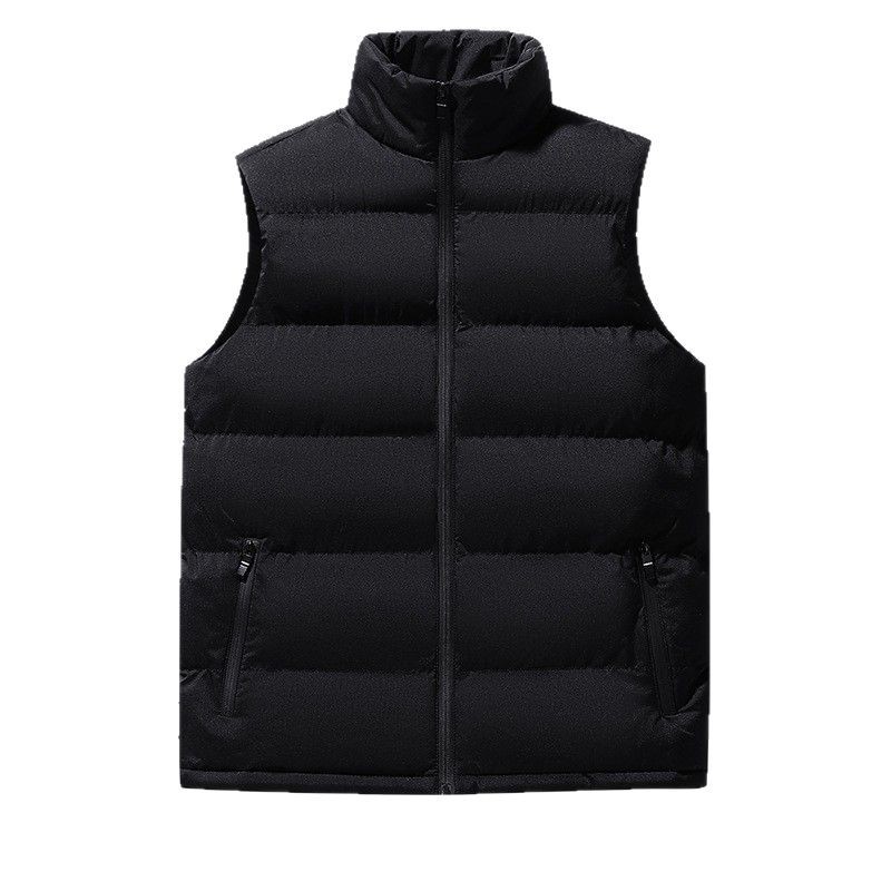 Invierno chaleco de algodón de pluma para hombres otoño y invierno ocio grueso chaleco caliente de cuello grande y chaqueta sin mangas de vello