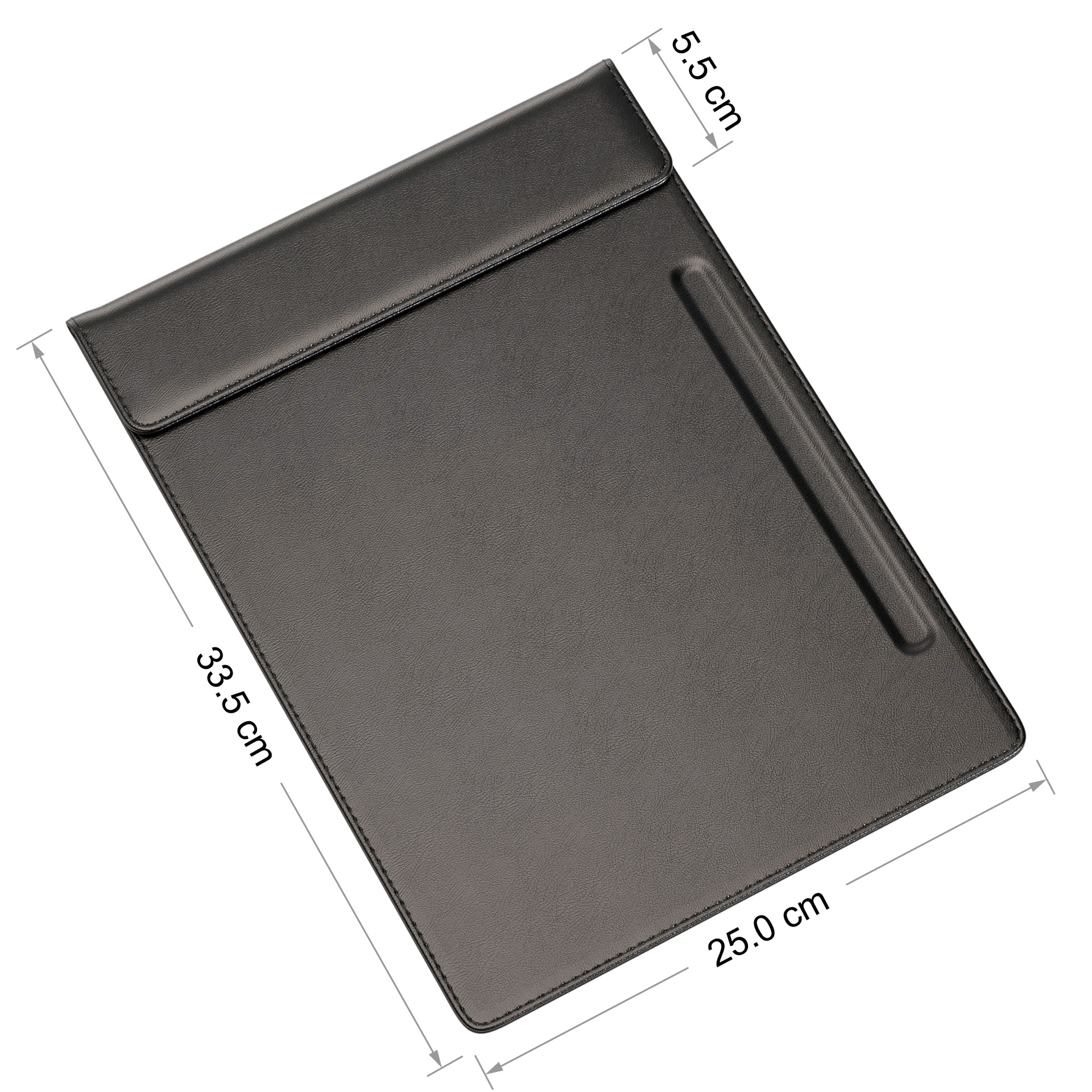 PU-블랙 소가죽 패턴 A4 회의 매트(펜 트레이 포함)