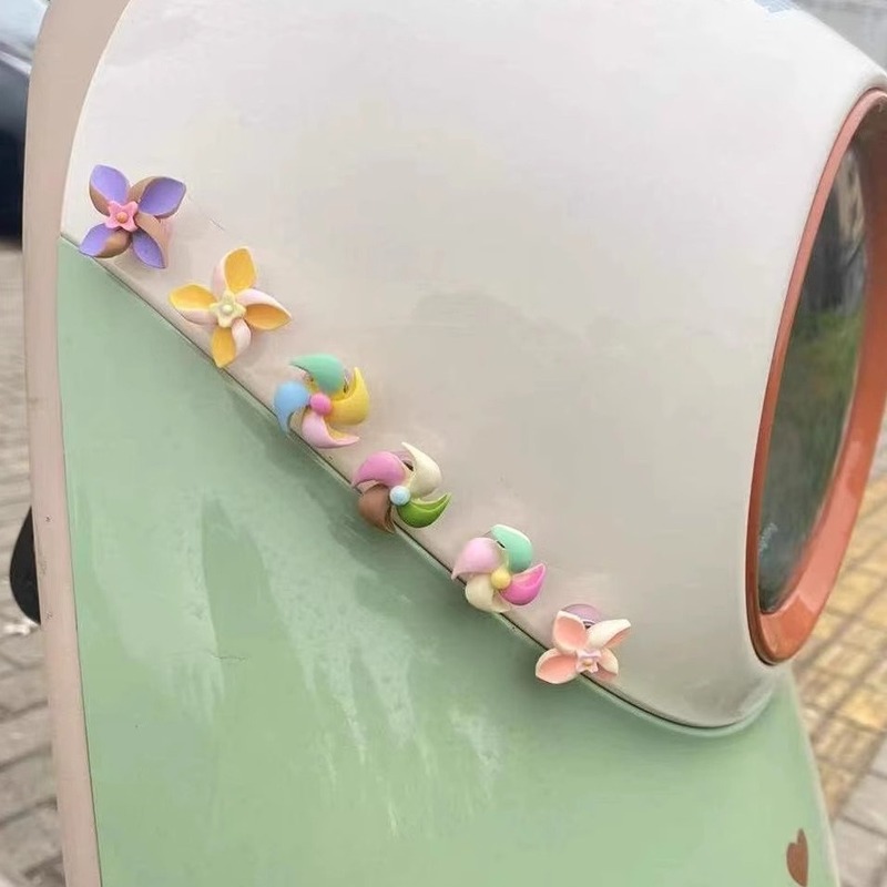 Electric car decoration small accessories cute small windmill bicycle transformation rearview mirror decoration battery car small ornaments