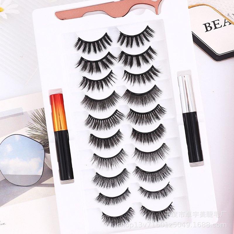 Transfronterizo siete pares de delineador magnético imán pestañas falsas traje de succión magnética pestañas falsas fábrica al por mayor