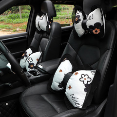Car Headrest Pillow Protective Cervical Pillow, Floral Cotton Fabric Breathable Car Seat Backrest Pillow, Cute Car Interior Decorative Item