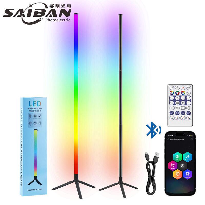 USB Floor-Standing Ambient Light with Triangular Stand, Bluetooth Corner Ambient Light, App Remote Control, Colorful Ambient Light