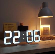 ins韓國爆款時尚簡約3D數字鐘LED電子鐘usb插電墻面立體鐘鬧鐘