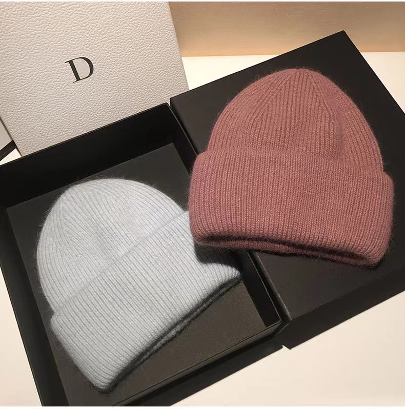 High-End New Rabbit Fur For Women Trendy Autumn Winter Japanese Style Cold Warm Pullover Knitted Hat_voghion.com