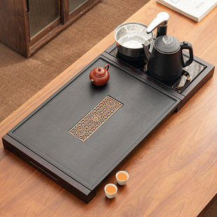 Fully Automatic Integrated Water Stone Surface and Solid Wood Tea Table Water Kettle Office Complete Set of Tea Set Home Tea Tray Set