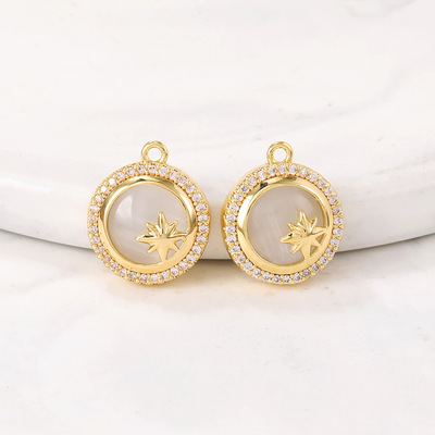 Manufactor wholesale Partially Prepared Products Jewelry parts Material Science Metal Opal circular Pendant diy Necklace, earring, pendant