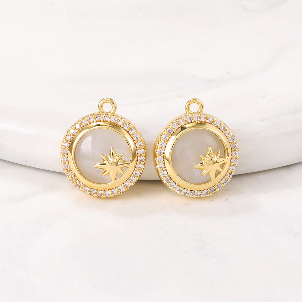 Manufactor wholesale Partially Prepared Products Jewelry parts Material Science Metal Opal circular Pendant diy Necklace, earring, pendant