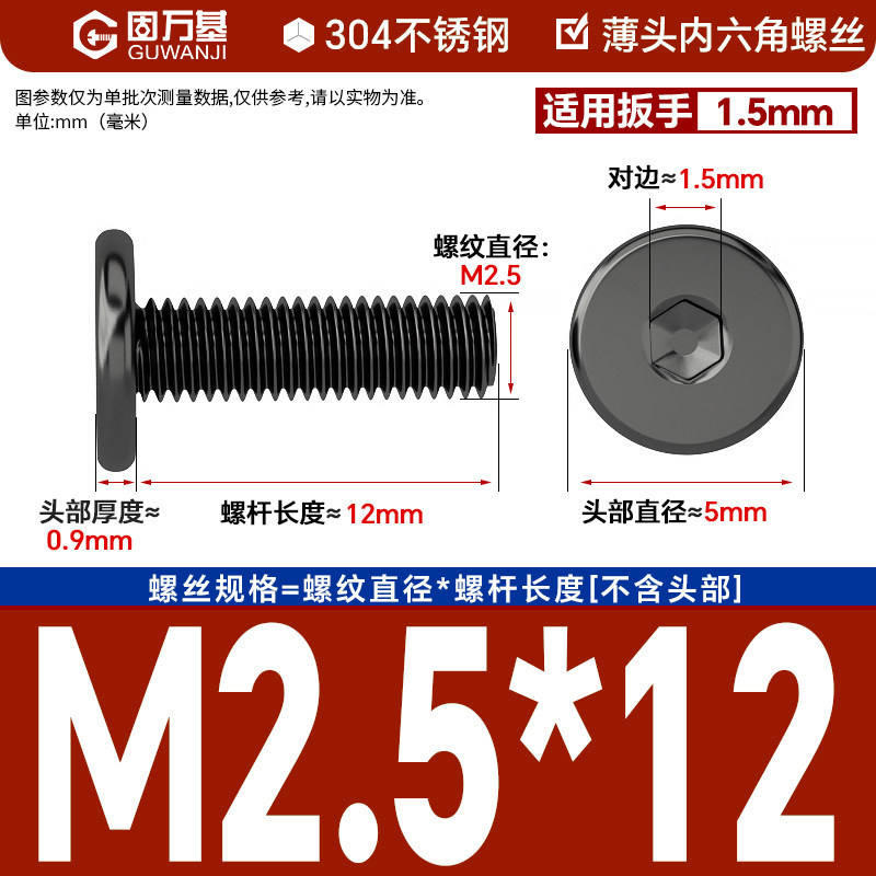304 black m2.5*12