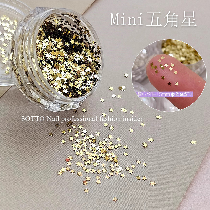 1mm Mini Super Flash Star Nail Art Sequins Cyber Celebrant Flash Christmas Five-pointed Star Nail Decoration Cute Small Jewelry