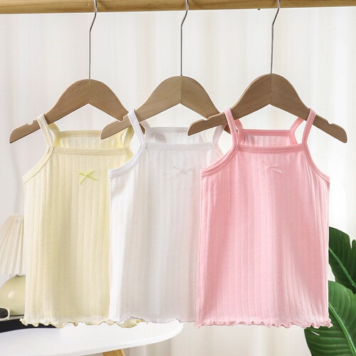 Children's halter vest, 100 cotton thin breathable base shirt, men's treasure and women's treasure, pure color home pajamas, wear a base on the outside